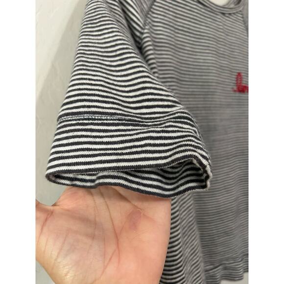 Loft Striped Short Sleeve Embroidered Lovely Blouse Size M - Picture 5 of 16